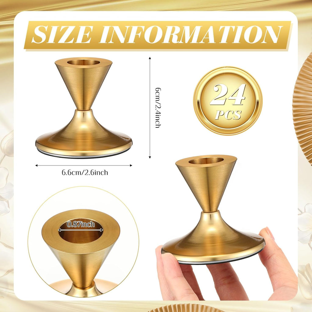 24 Pcs Gold Taper Candle Holders D874