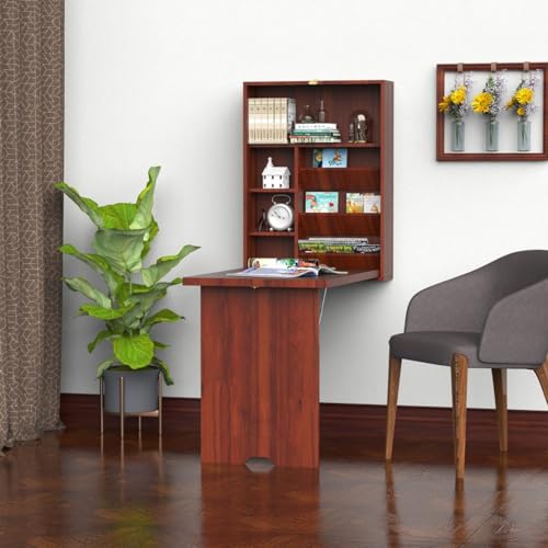 Mahogany Wall Mounted Desk with Storage Shelves G436