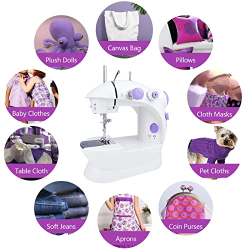 Mini Sewing Machine, Adjustable 2-Speed 2-Thread Portable Electric Sewing Machine with Foot Pedal T45431