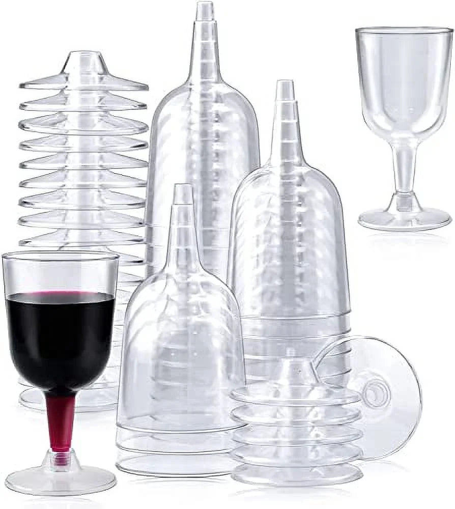 50 Pcs Clear Plastic Wine Glasses P8290
