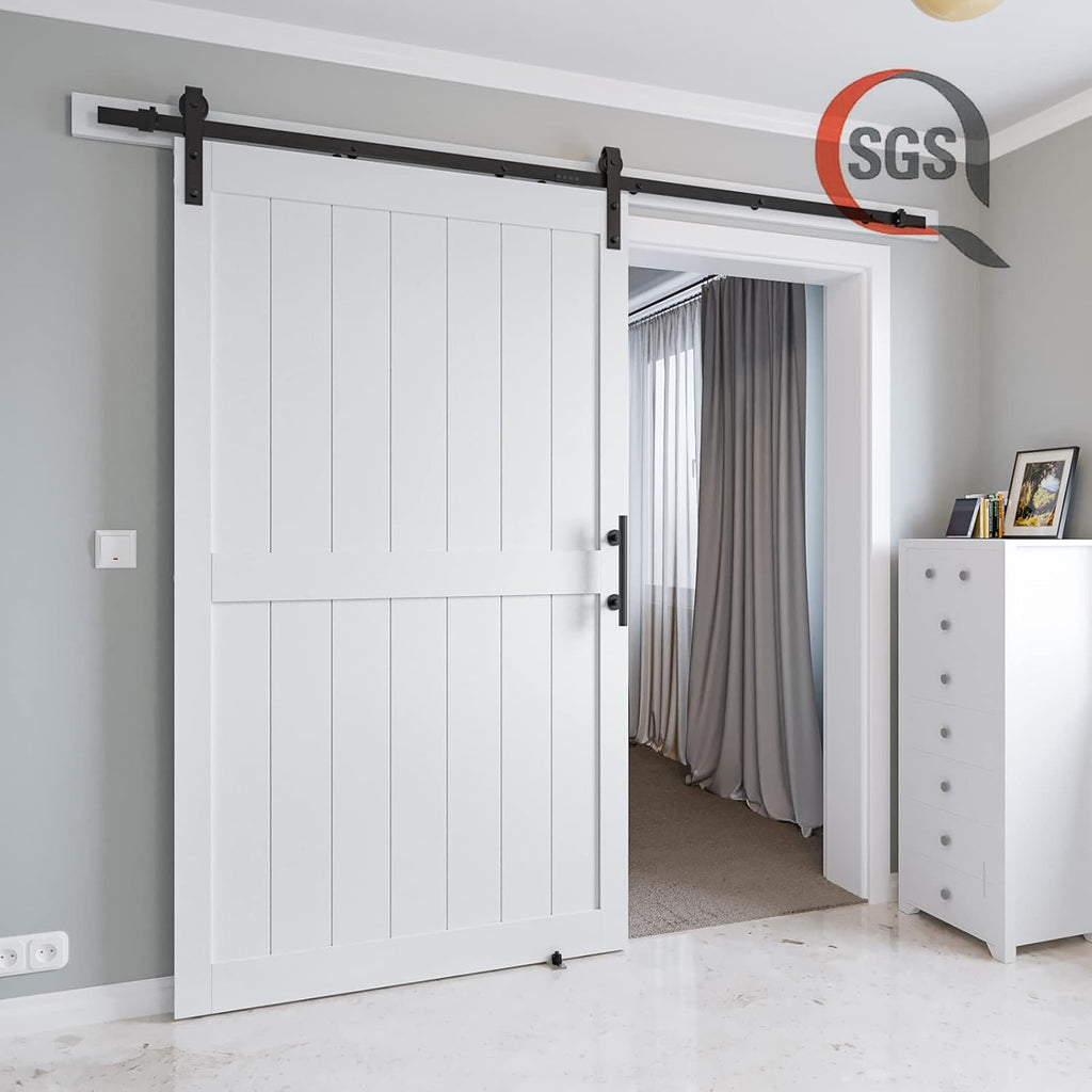 White MDF Sliding Barn Door with Hardware Kit O1940