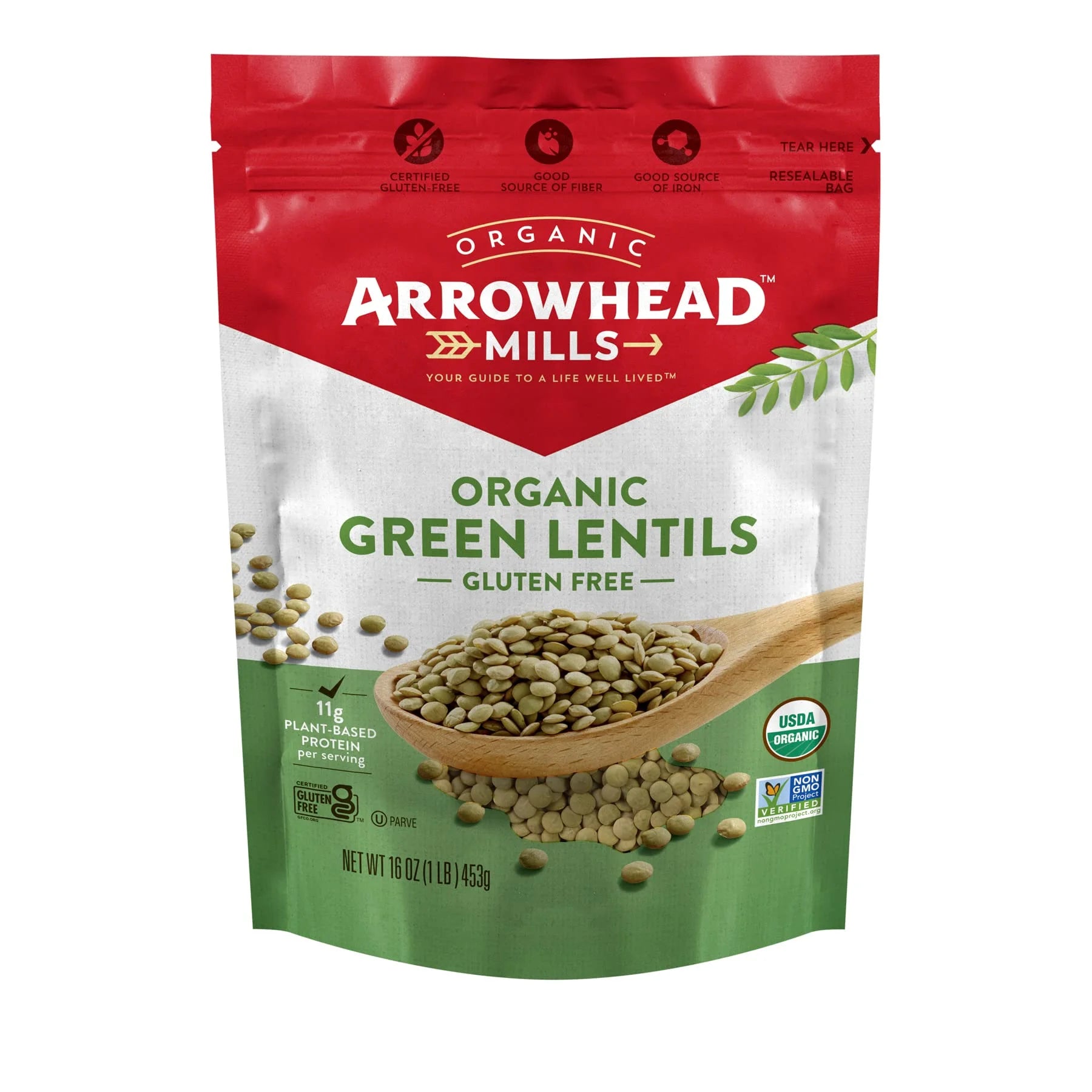 Organic Green Lentils, 16 oz. Bag (Pack of 6) J71987