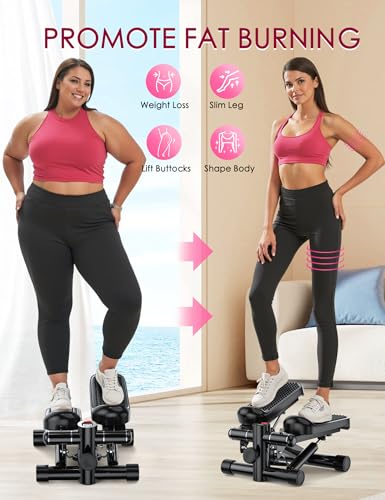 Mini Stepper with Resistance Bands, Adjustable Height Fitness Stepper Machine S401