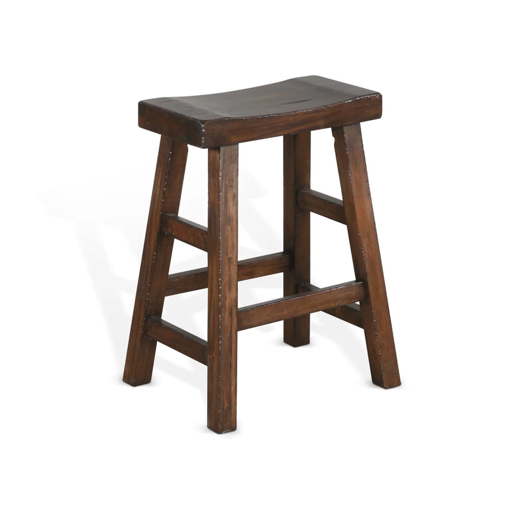 Dark Chocolate Mahogany Wood Stool J7314