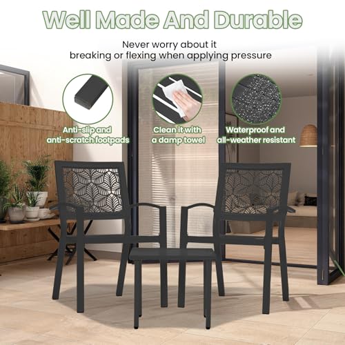 Peacock Blue Stackable Bistro Set with 2 Chairs and 1 Coffee Table P767570