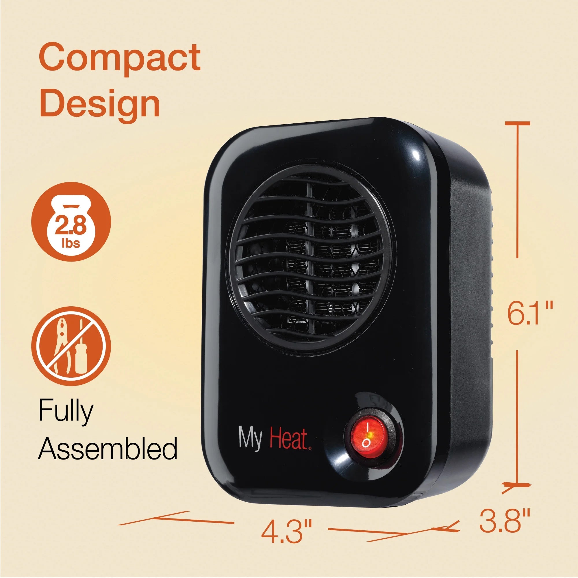 Black 6" Personal Tabletop Space Heater C300