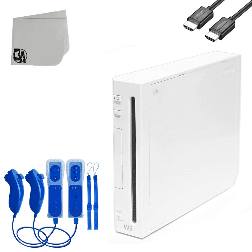 White Gaming Console With 2 Blue Gaming Controller + HDMI Cable M3204