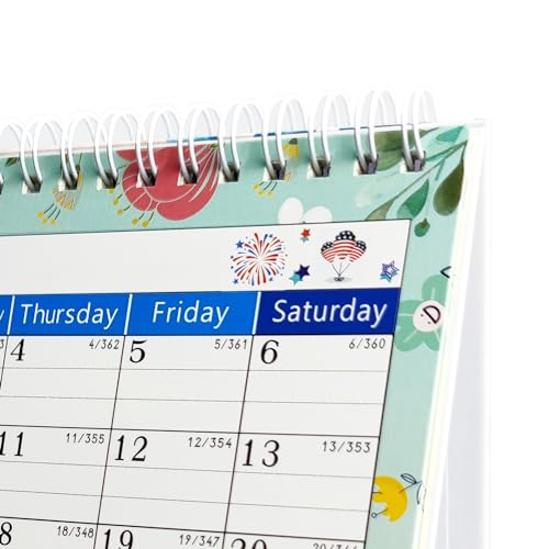 Desk Calendar, 12 Months, 8" x 6", Pink-Floral N62104
