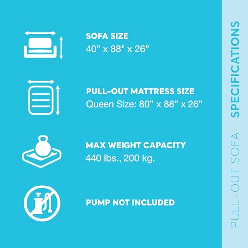 Inflatable Pull-Out Sofa Blow-Up Couch Queen Size Air Mattress Bed R27284