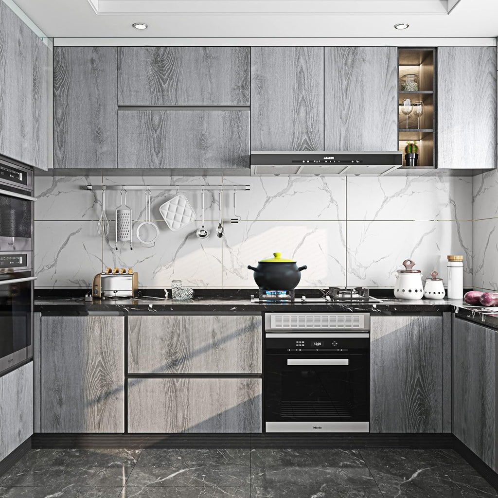 24"x200" Thick Grey Wood Contact Paper O658717