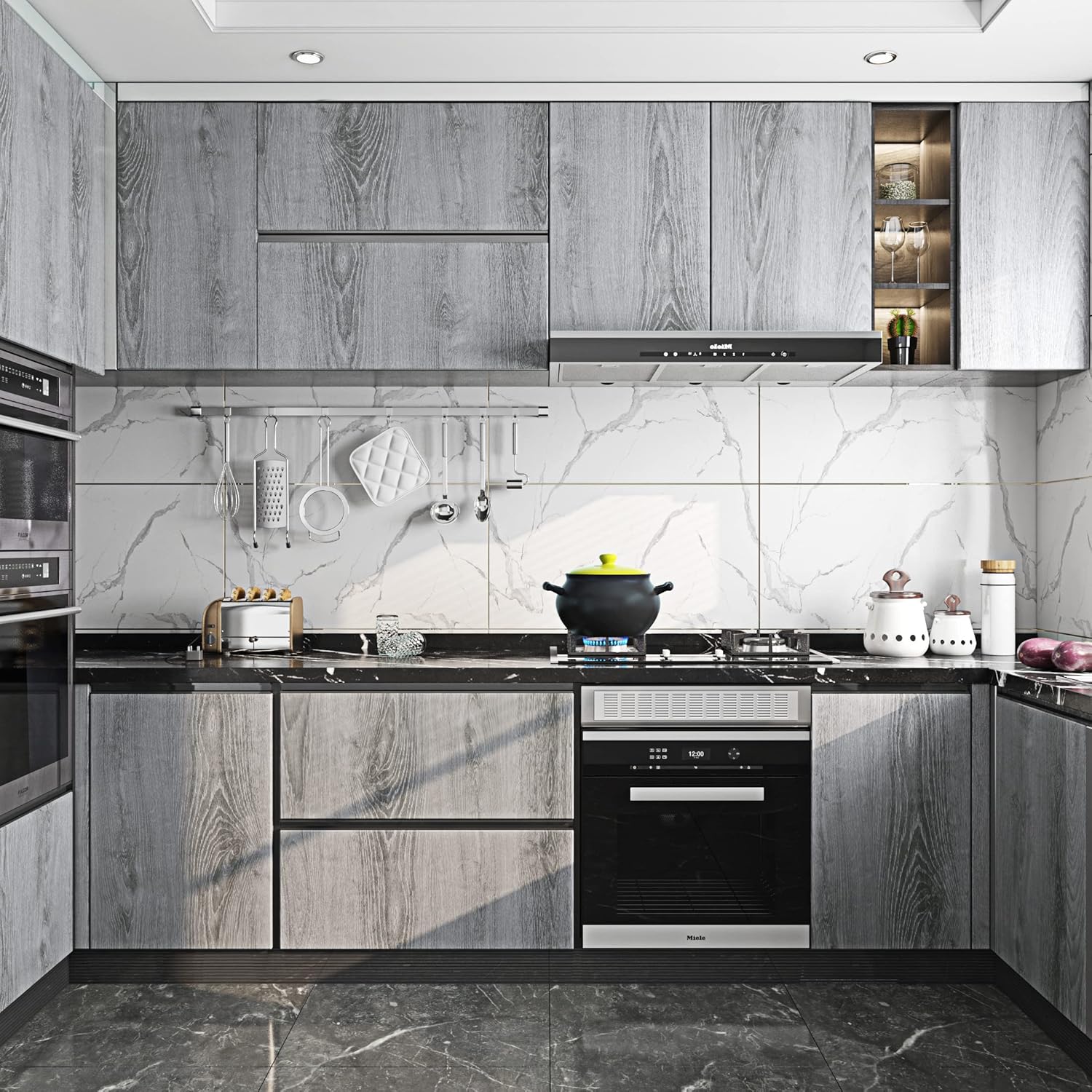 24"x200" Thick Grey Wood Contact Paper O658717