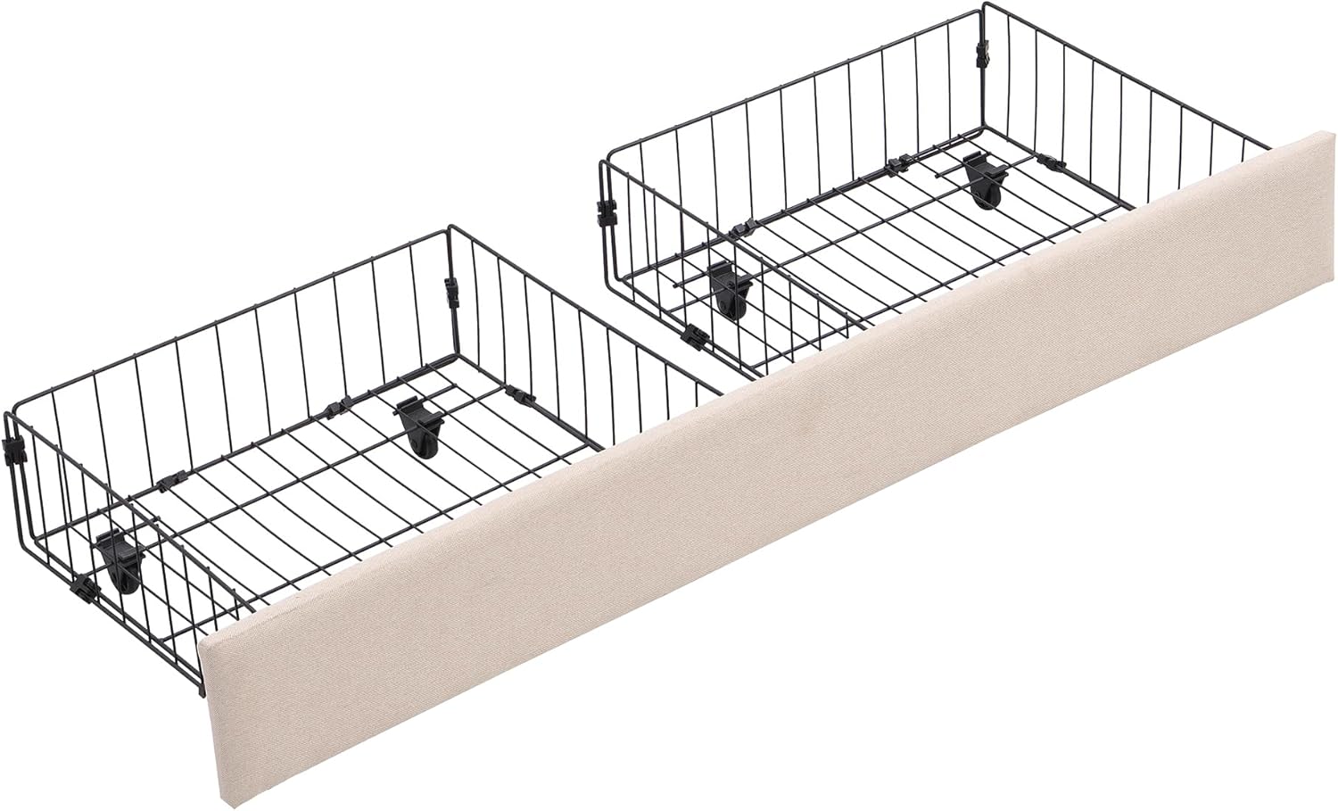 Beige Queen Size Platform Bed Frame with Lift Up Storage and 2 Drawers E7894