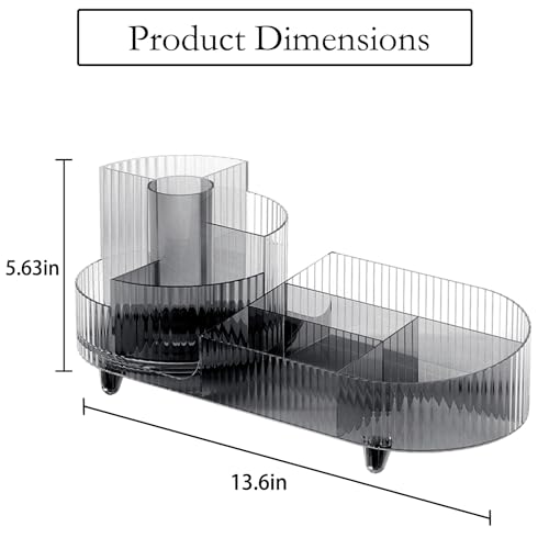 3 Layer Rotating Makeup Organizer with Brush Holder and Drawer (White) U8959