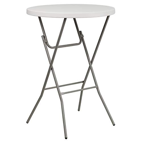 White 2.63' Round Folding Bar Height Plastic Table M20949