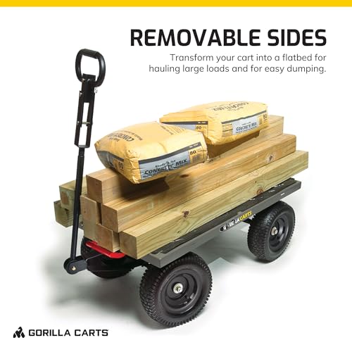 Gray Steel Utility Wagon with Removable Side Panels, 1200 lb Capacity, 39.45" x 22" Metal Mesh Bed V955