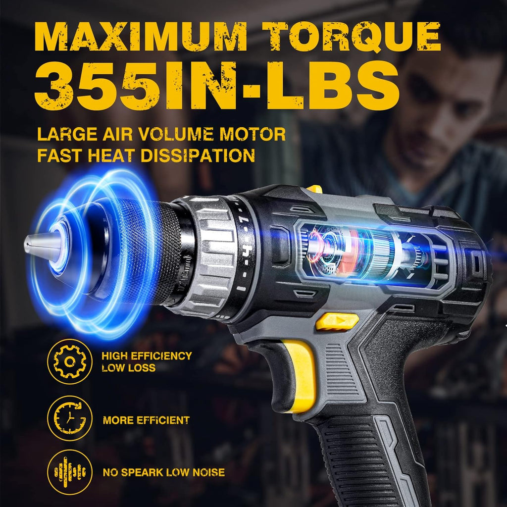 20V Cordless Drill Set with 1/2'' Keyless Metal Chuck J7441