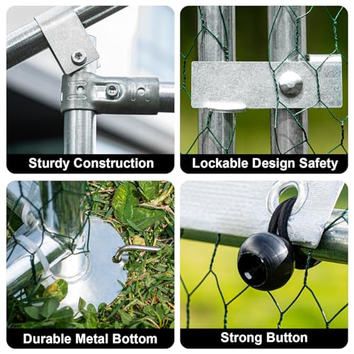 Large Metal Chicken Coop Walk-in Chicken Run with Waterproof Cover Anti-UV Spire Shaped Cage (13.1’L x 9.8’W x 6.5’H) I878