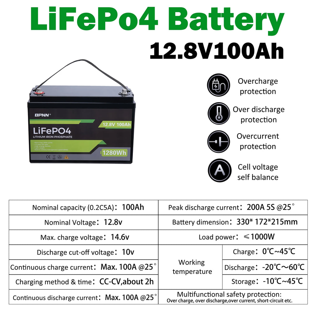 12V 100AH LiFePo4 Lithium Iron Battery A86147