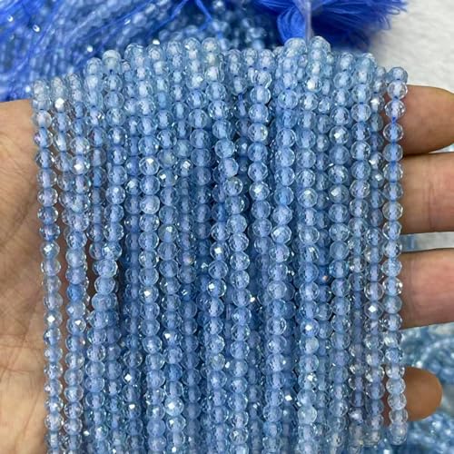 Natural Blue Topaz Stone Beads 4mm Round Faceted Crystal Charm Beads N132