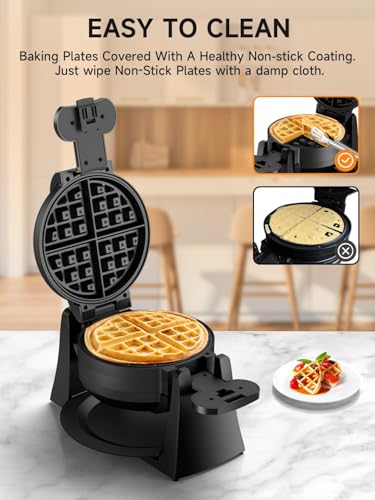 Black 1400W Double Belgian Waffle Iron Nonstick M102181