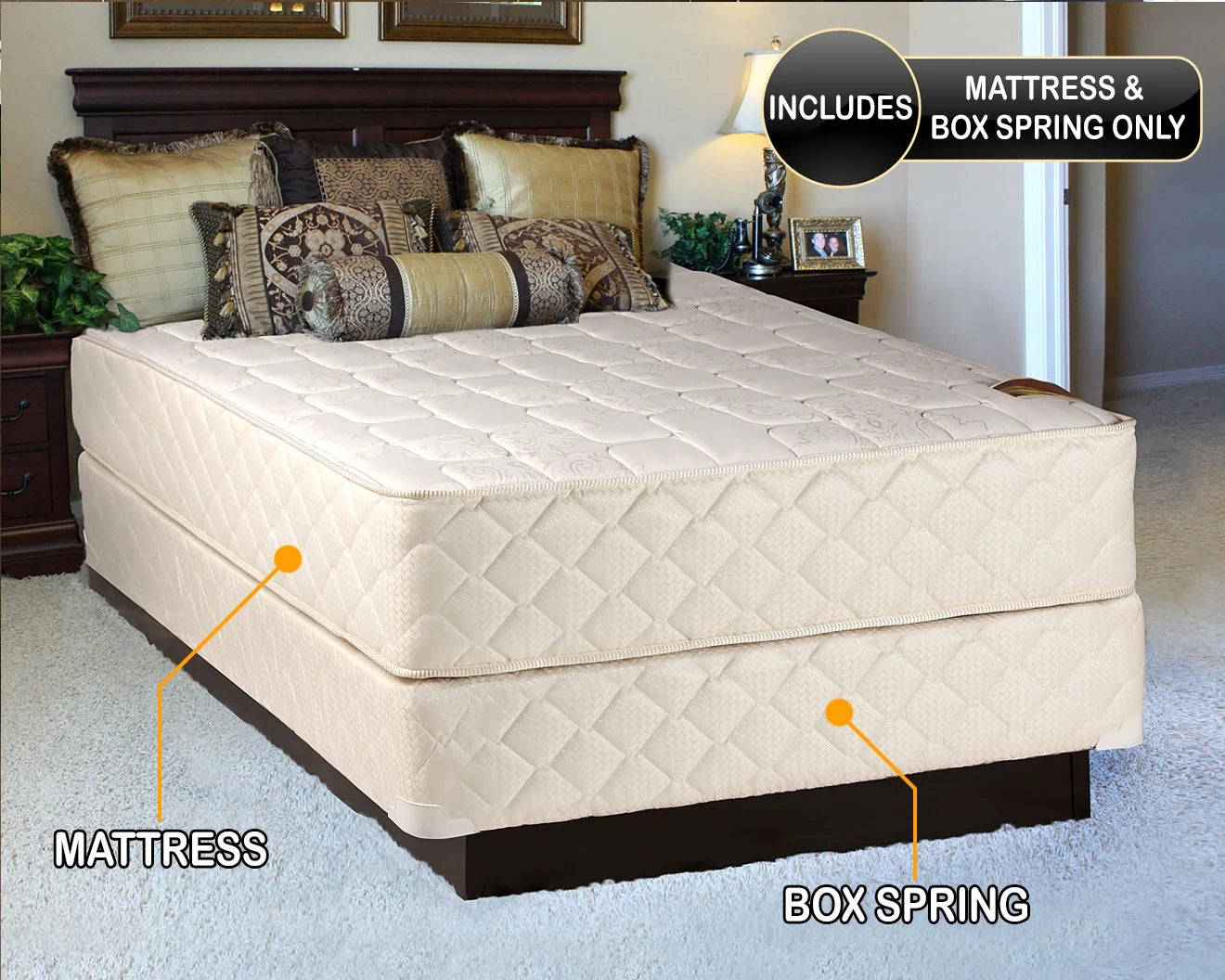 Full XL Size Mattress and Low 5" Height Box Spring Set L533