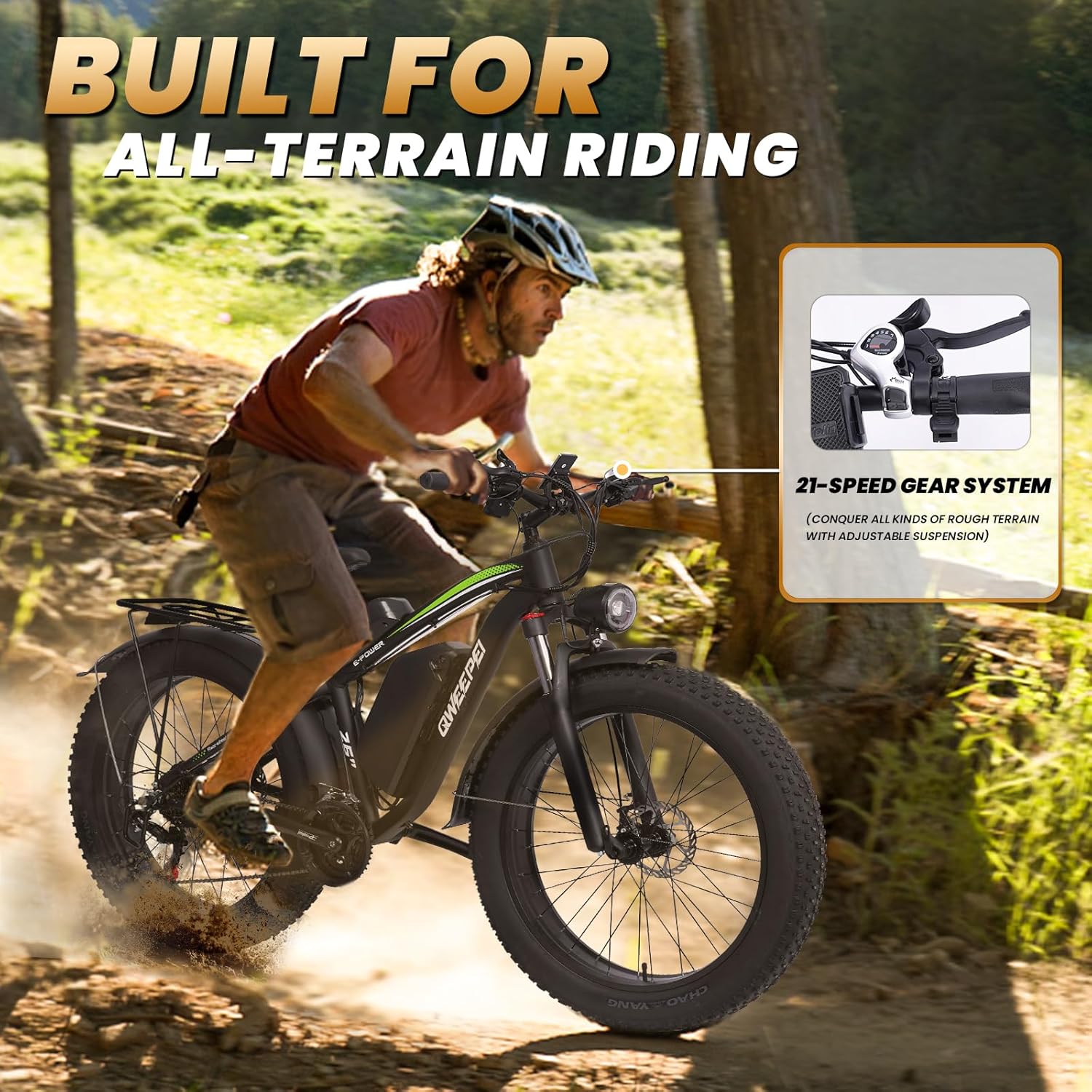 Electric Bike 1000W Brushless Motor 34MPH 17.5AH 840WH Battery 70 Miles 21-Speed Gears N90066