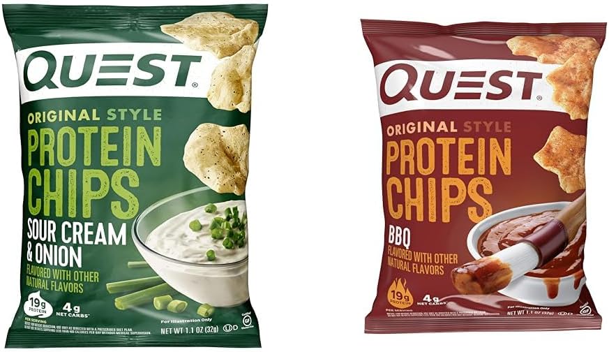 Protein Chips, Sour Cream & Onion, BBQ, 1.1 Ounce, Pack of 12 C2939