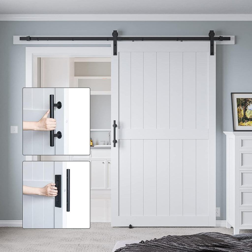 White MDF Sliding Barn Door with Hardware Kit O1940
