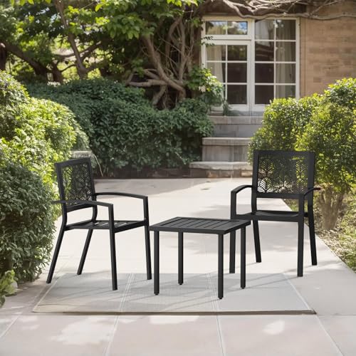 Peacock Blue Stackable Bistro Set with 2 Chairs and 1 Coffee Table P767570