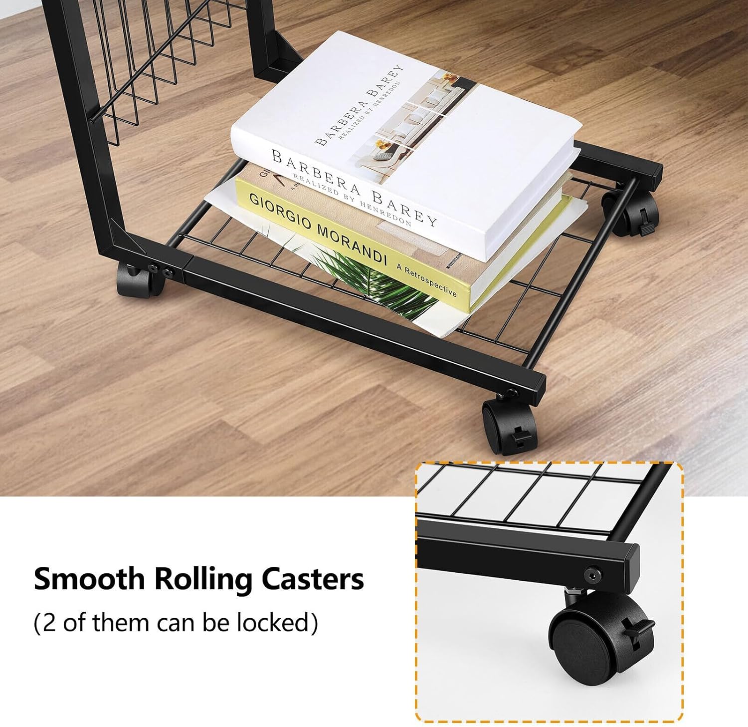 Height Adjustable C Shaped End Table with Wheels F465