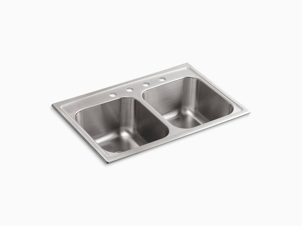 33x22 x 22x22 x 9-1/4x22 Top-Mount Double-Equal Kitchen Sink Stainless Steel U42316