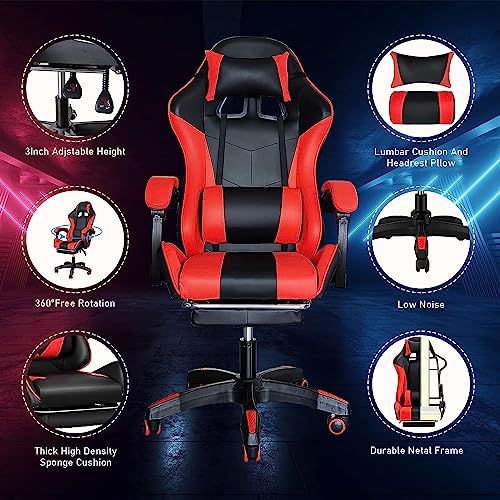 Red Ergonomic Gaming Chair with Footrest U412090