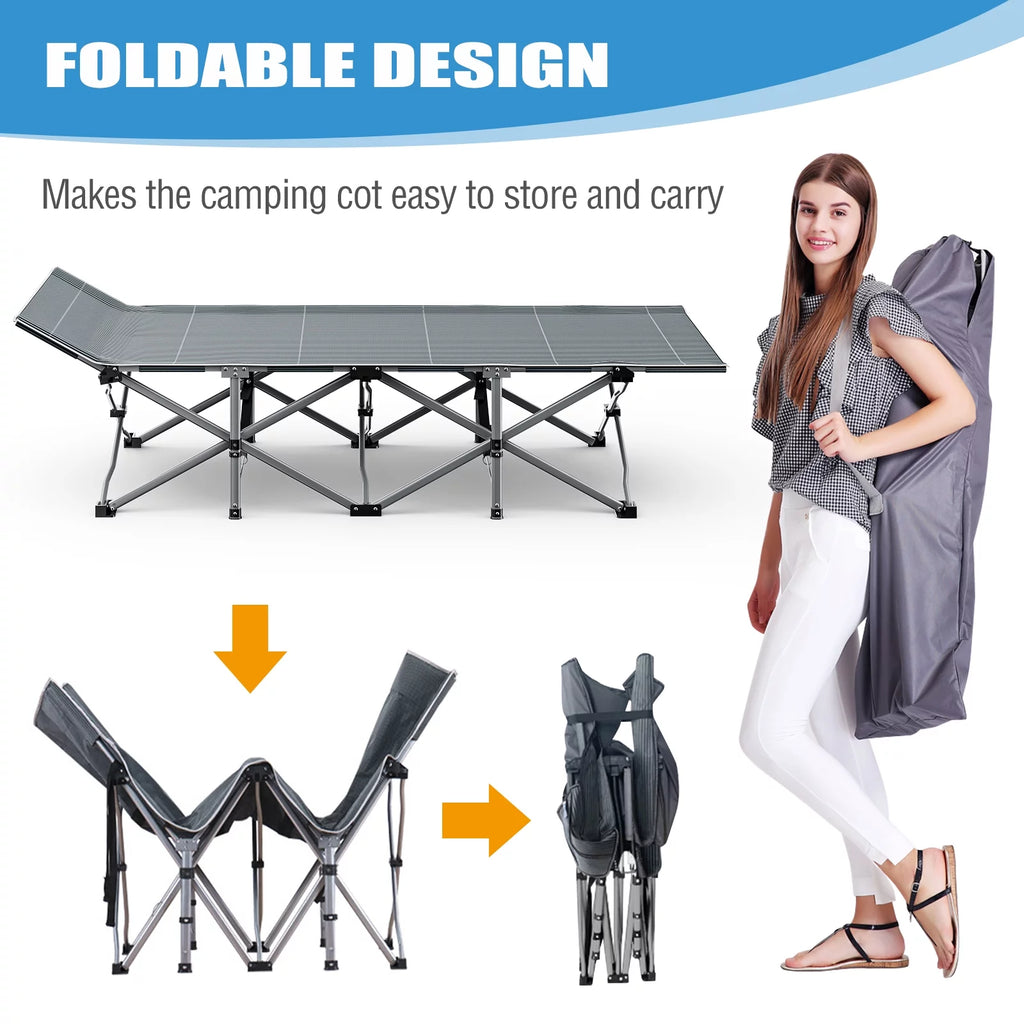 75" Portable Folding Camping Cot with Carry Bag W432115