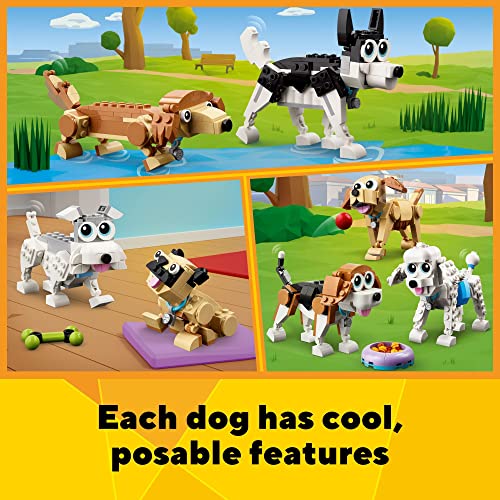 LEGO Creator 3 in 1 Adorable Dogs Building Toy Set, Featuring Dachshund, Beagle, Pug, Poodle, Husky, and Labrador Figures L23202