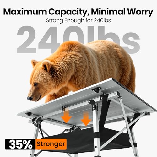 Portable Aluminum Folding Camping Table with Adjustable Legs Y872565