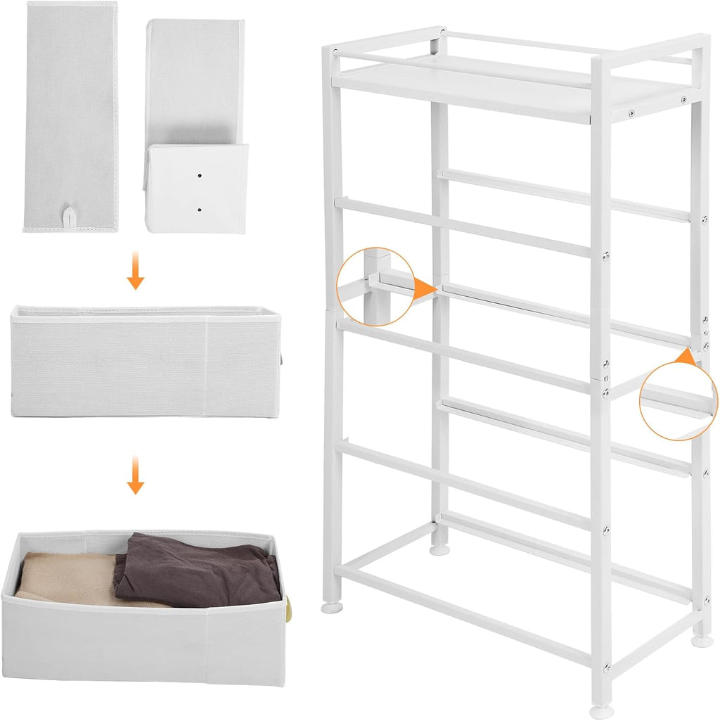 Narrow 4 Drawers Fabric Storage Dresser with Wooden top Z2343