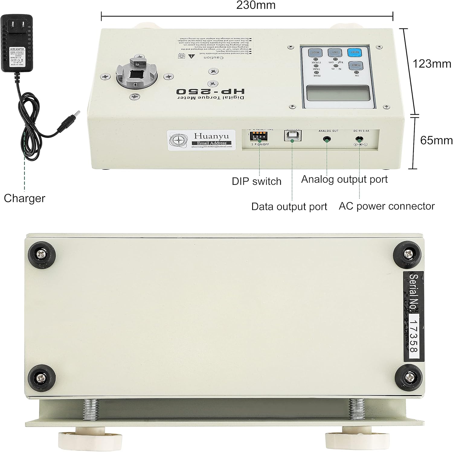 Digital Torque Meter Portable Torsion Meter Screw Driver Wrench Measure Tester Torque Testing Instrument With Calibration Certificate HP-250 Accessory A+B K817917