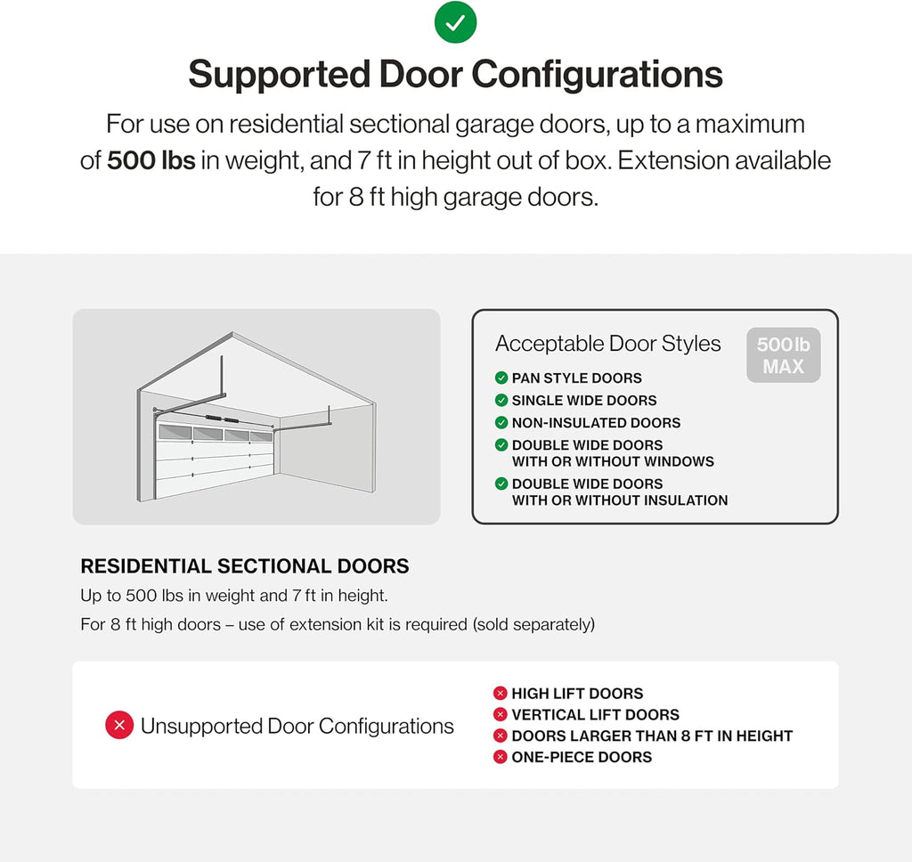 Smart Garage Door Opener with WiFi and Battery Backup, Black/White H64278