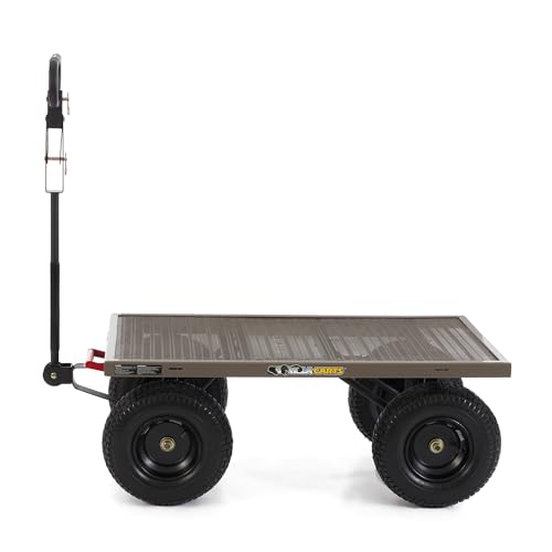 Gray Steel Utility Wagon with Removable Side Panels, 1200 lb Capacity, 39.45" x 22" Metal Mesh Bed V955