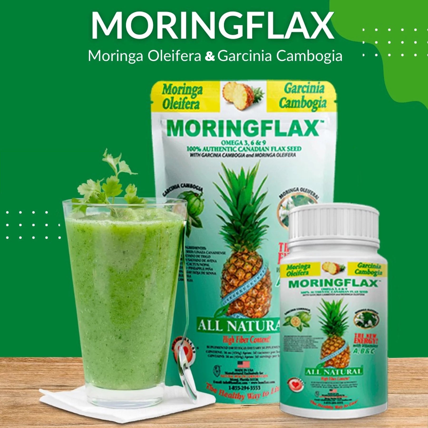 100% Canadian Flax Seed with Garcinia Cambogia & Moringa Oleifera Herbal Supplement, 16 oz J86410
