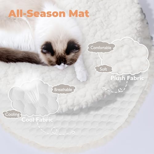 White Wood Cat Tree with Scratching Posts and Flower Platforms O520415