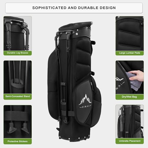 Lightweight Golf Stand Bag with 5 Way Full-Length Dividers and 8 Pockets I2233