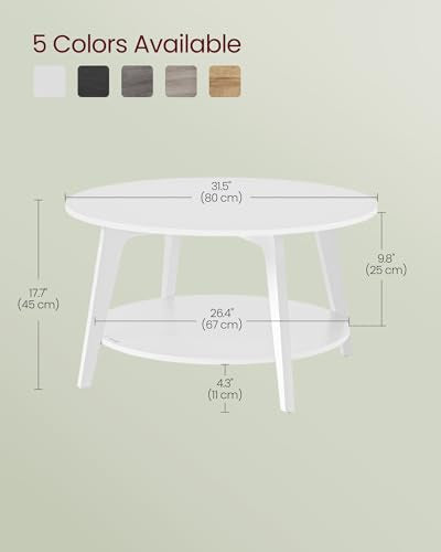 Round Coffee Table, 2 Tier, 31.5 x 17.7 Inches, Honey Brown H845
