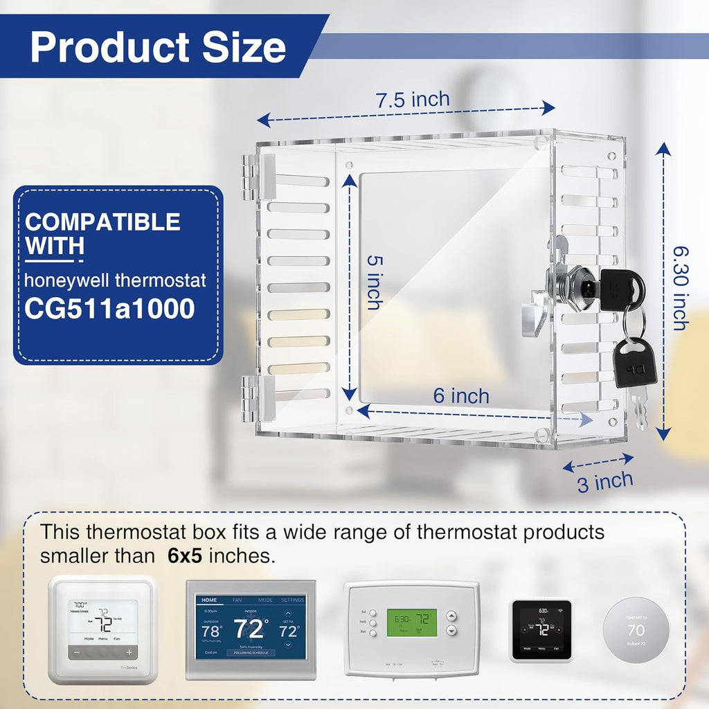 Clear Thermostat Lockable Box with Keys F800