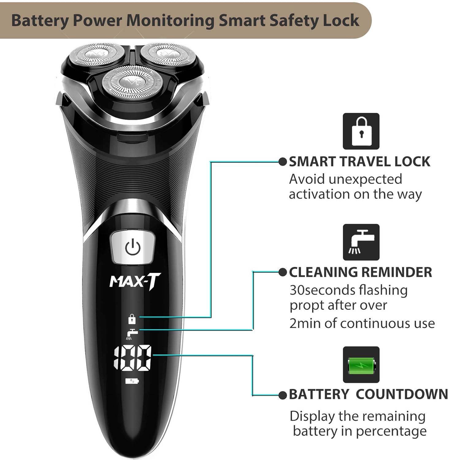 Black 3D Rotary Electric Shaver Pack of 2 S5697