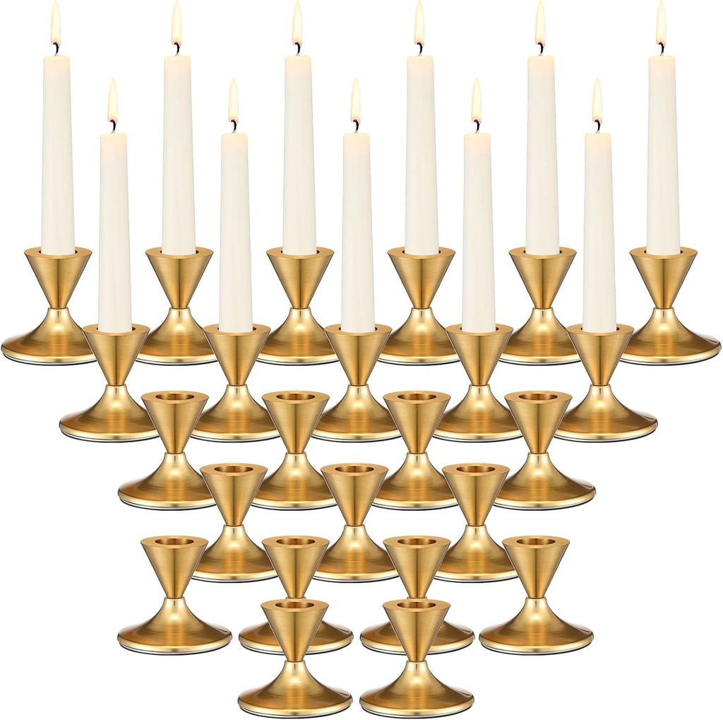 24 Pcs Gold Taper Candle Holders D874