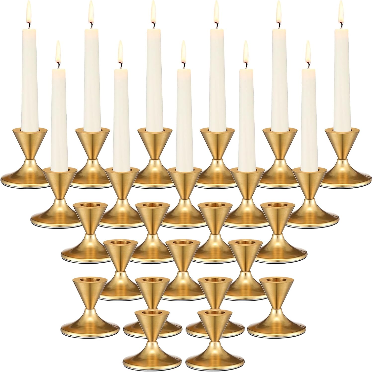 24 Pcs Gold Taper Candle Holders D874