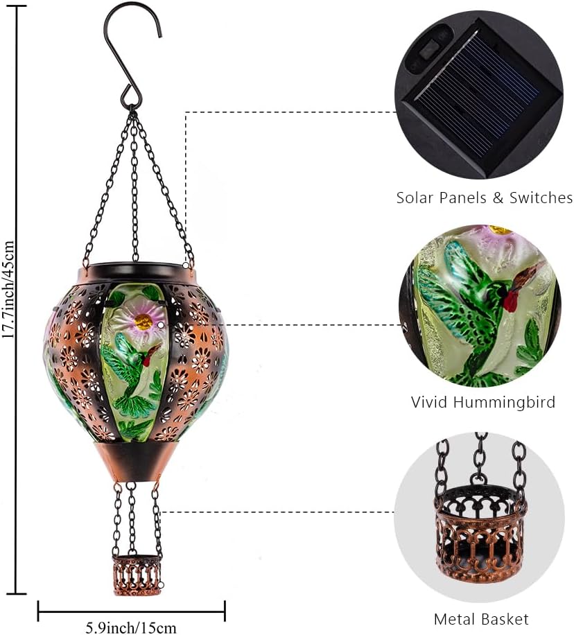 Metal & Glass Solar Lantern with Candle Holder L11465