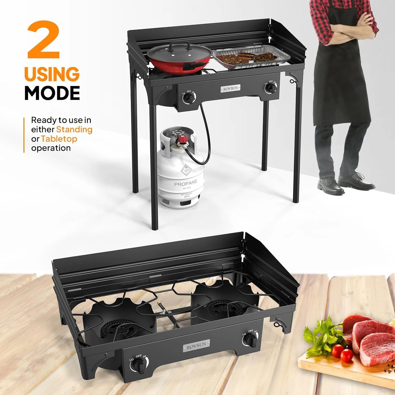 2 Burner Propane Gas Stove with Carrying Bag V399588