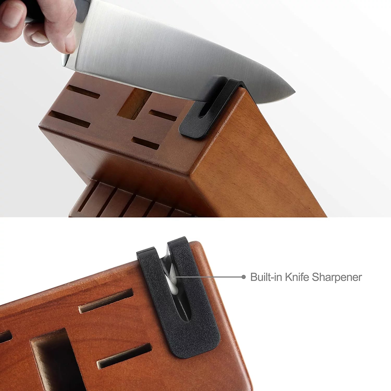 15 Pieces Kitchen Knife Block Set with Built-in Sharpener Q156